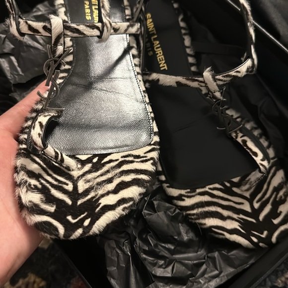 YSL ZEBRA PRINT PONY HAIR SANDALS - Picture 7 of 7